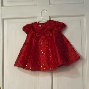 Vintage red with sequined lace over lay